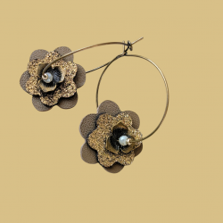Boucles Fleur  (Taupe et Doré)