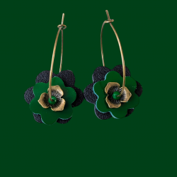 Boucles Fleur  (Vert et Noir)