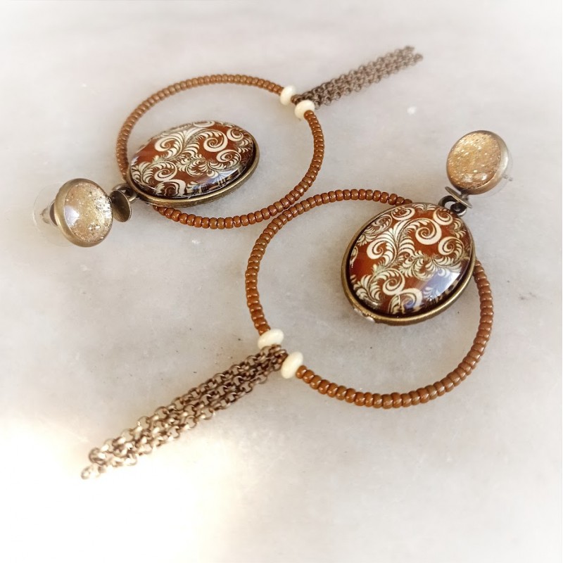 Belles boucles d'oreilles clips bijou vintage couleur argent